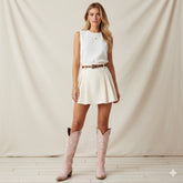The Aurelia - Rose Pink Women's Cowboy Boots with Snip Toe & Floral Embroidery